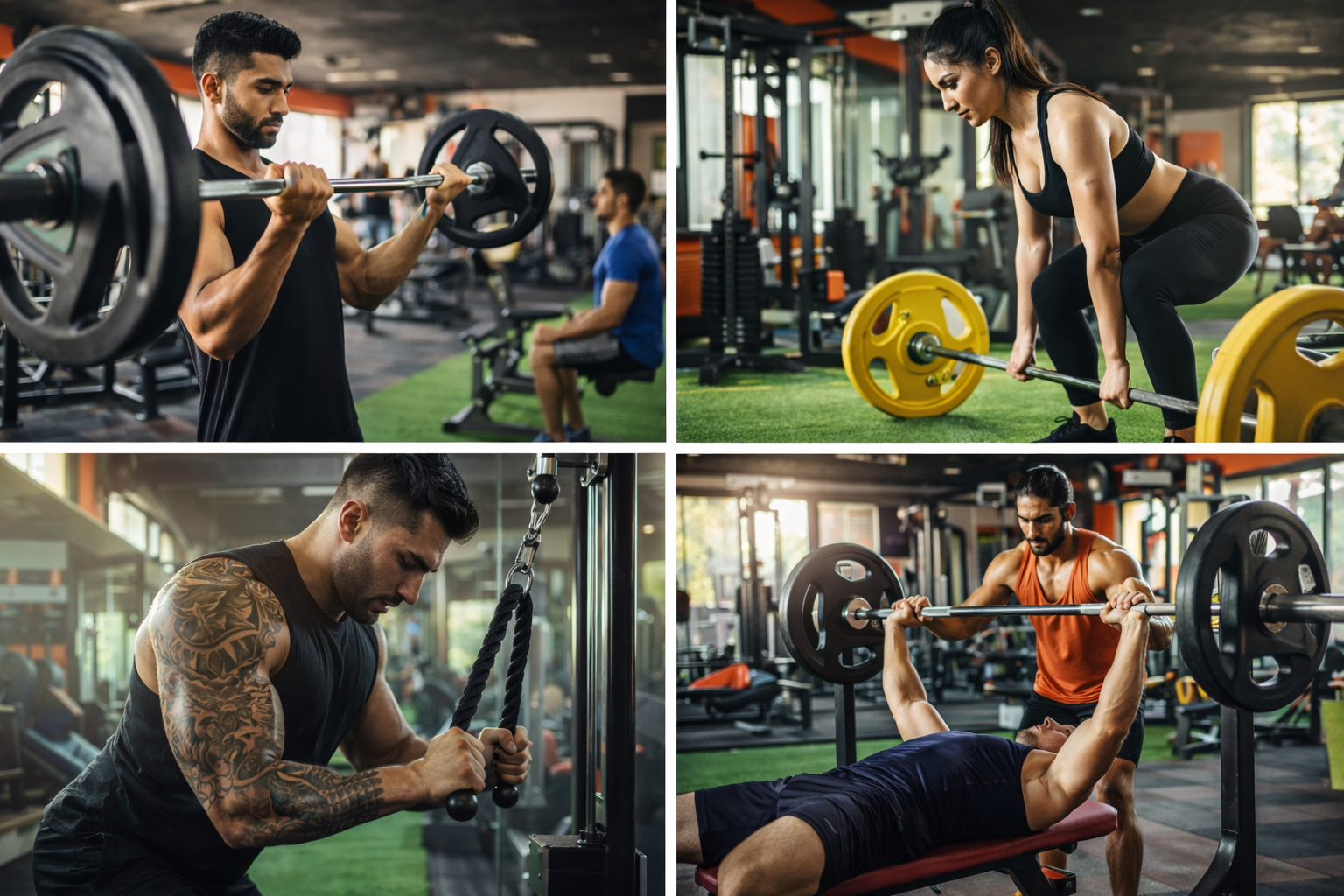 Healthusic gym training photo collage